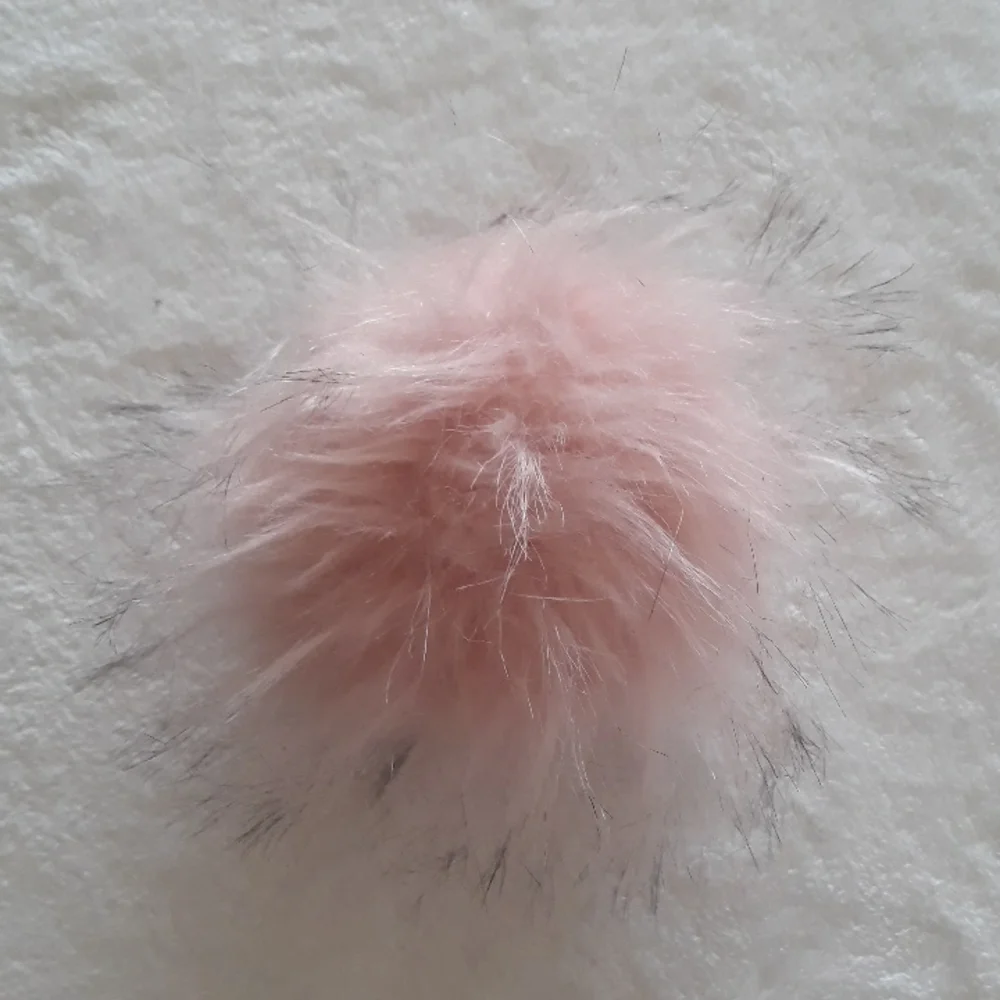 Pink fluffy bird keychain